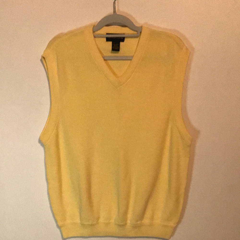 Mens pastel yellow v-neck sweater vest